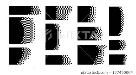 set of geometric pixel pattern abstract banner 137490064