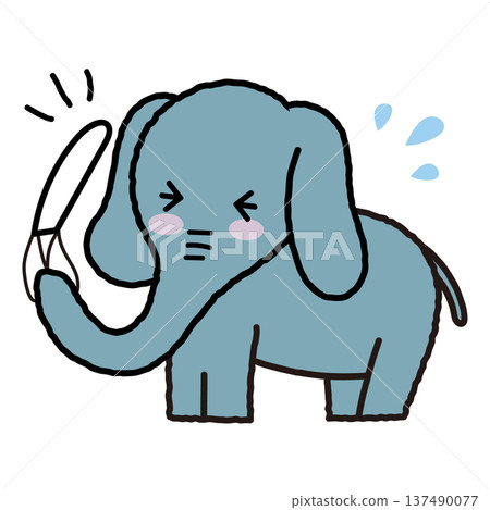 一幅簡單可愛的打噴嚏大象插圖 137490077