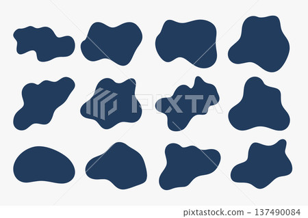 set of irregular liquid form element in blue color design set of irregular liquid form element in blue color design 137490084