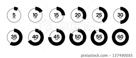 set of minute countdown timer indicator symbol design set of minute countdown timer indicator symbol design 137490085