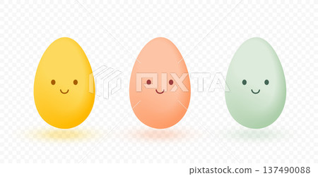 set of three minimal smiling easter eggs characters in pastel colors set of three minimal smiling easter eggs characters in pastel colors 137490088