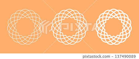 set of three symmetrical round shape pattern in doodle art set of three symmetrical round shape pattern in doodle art 137490089