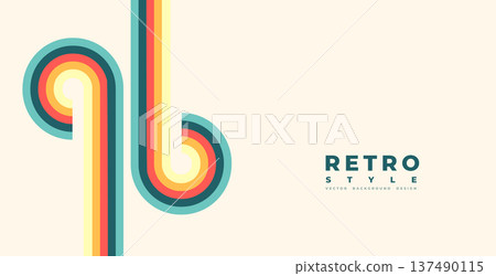 vintage style 70s retro stripe line backdrop for presentation 137490115