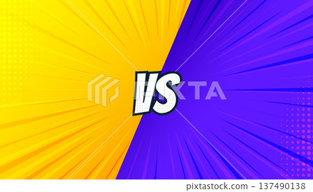 yellow purple versus vs conflict battle background in comic style 137490138