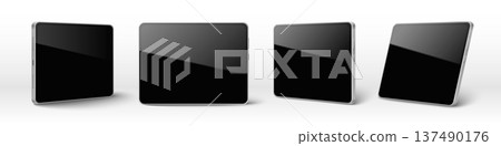 Tablet mockup set with blank black screen Tablet mockup set with blank black screen 137490176
