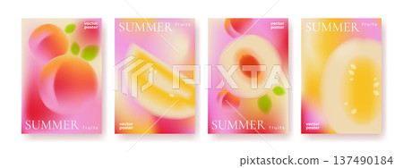 Pastel summer fruits posters collection 137490184
