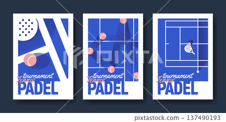 Padel tournament posters with court, rackets and ball Padel tournament posters with court, rackets and ball 137490193