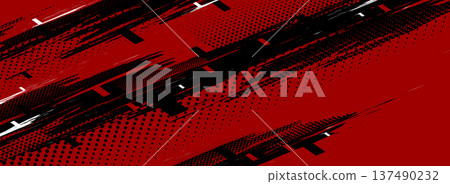 Dynamic red sport background with halftone pattern 137490232