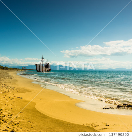 The famous shipwreck near Gythio Greece 137490290