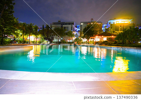 wimming pool at night on villa wimming pool at night on villa 137490336