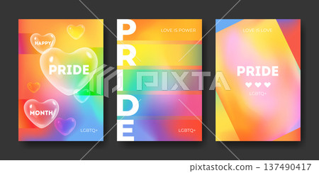 Rainbow pride poster templates with gradient flag 137490417