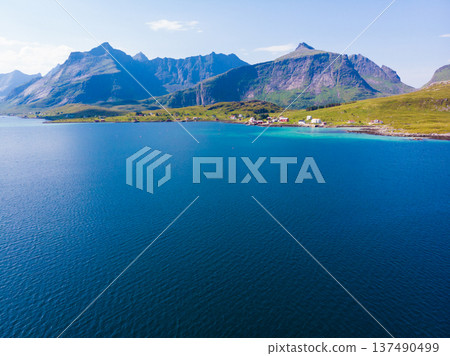 Lofoten sea mountains landscape, Norway Lofoten sea mountains landscape, Norway 137490499