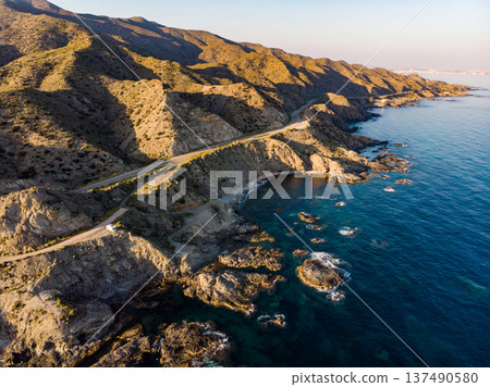 Rocky coast of Villaricos, Almeria Spain 137490580