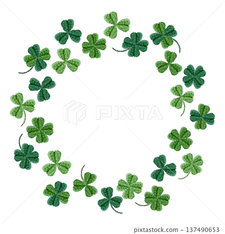 [Clover frame] Hand embroidery illustration material 137490653