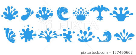 Liquid water splashes falling drops Liquid water splashes falling drops 137490662