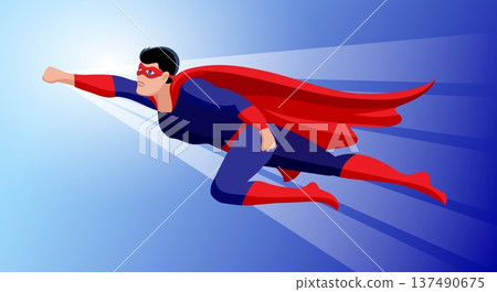 Flying male superhero 137490675