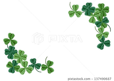 【三葉草邊框】手工刺繡插畫素材 137490687