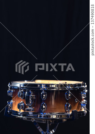 Drum close-up. Drumsticks with a drum. 137490818