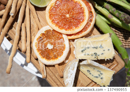 Picnic with delicious beautiful food close up. 137490955