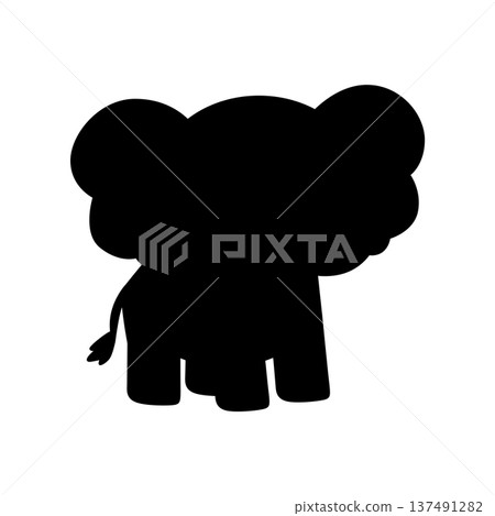 Cute baby elephant silhouette vector illustration. Simple animal shape design for nursery posters, children books, and branding. Cute baby elephant silhouette vector illustration. Simple animal shape design for nursery posters, children books, and branding. 137491282