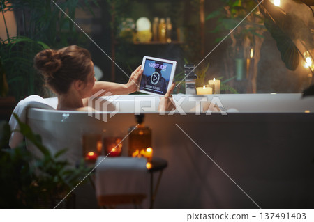 Enjoying a Movie in a Bubble Bath 137491403
