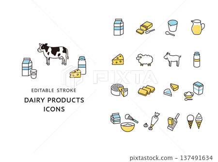 Dairy product icon set Dairy product icon set 137491634