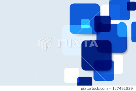 Blue squares overlap softly against a pale background 137491829