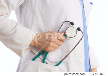 Healthcare Professional Holding Stethoscope Close Up 137491878