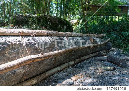 Funerary monolith in the Toraja land, Sulawesi, Indonesia 137491916