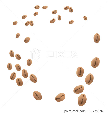 咖啡豆呈圓形排列的插圖 137491920