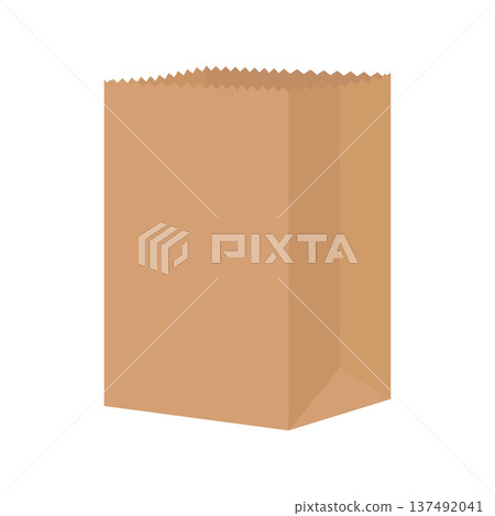 Brown paper food bag, without background Brown paper food bag, without background 137492041