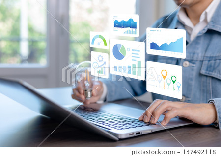 Business Intelligence Dashboard and Data Visualization Strategy Concept 137492118