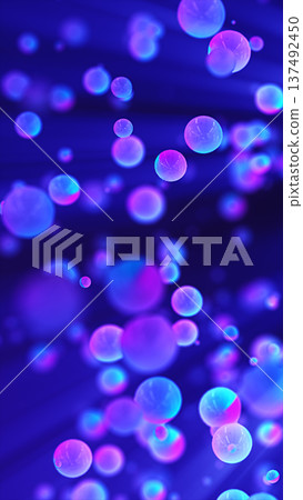 Abstract floating neon bubbles in purple and blue tones with soft bokeh depth, creating dreamy modern background for science, celebration, or digital design Abstract floating neon bubbles in purple and blue tones with soft bokeh depth, creating dreamy modern background for science, celebration, or digital design 137492450