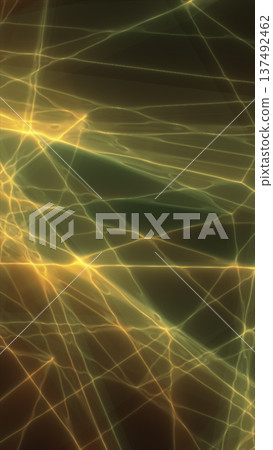 Abstract green and yellow glowing network of intersecting lines, forming an electric web-like grid with a futuristic tech and data connection feel Abstract green and yellow glowing network of intersecting lines, forming an electric web-like grid with a futuristic tech and data connection feel 137492462