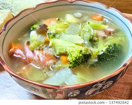Warm pot-au-feu with lots of ingredients Warm pot-au-feu with lots of ingredients 137492842