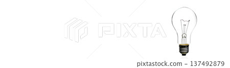 Banner with copy space. A light bulb is lit up and is the only thing in the image Banner with copy space. A light bulb is lit up and is the only thing in the image 137492879