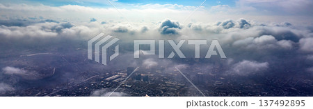 Banner with copy space. The sky is blue with a few clouds Banner with copy space. The sky is blue with a few clouds 137492895