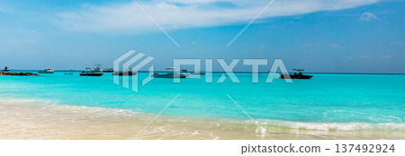 Banner with copy space. Turquoise waters meet golden sand 137492924