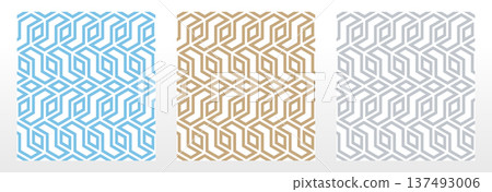 Set of abstract geometric patterns. Seamless vector backgrounds. Colored ornaments Graphic modern patterns Simple lattice graphic design 137493006