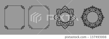 Set of decorative frames Elegant vector element for design in Eastern style, place for text. Floral black and gray frames. Lace illustration for invitations and greeting cards Set of decorative frames Elegant vector element for design in Eastern style, place for text. Floral black and gray frames. Lace illustration for invitations and greeting cards 137493008