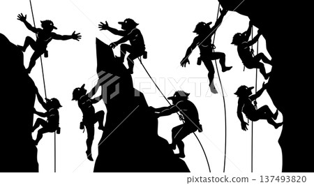 Black Solid Grooming Troll Silhouettes Set of Six on White Background Black Solid Grooming Troll Silhouettes Set of Six on White Background 137493820