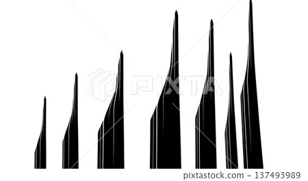 Black Solid High-Speed Elevator Silhouettes Set of Six on White Background 137493989