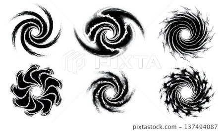 Black Solid Cosmic Nebula Set of Six on White Background 137494087