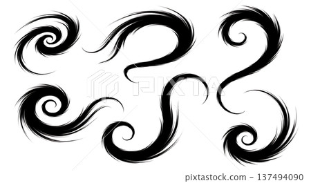 Black Solid Cosmic Nebula Set of Six on White Background Black Solid Cosmic Nebula Set of Six on White Background 137494090