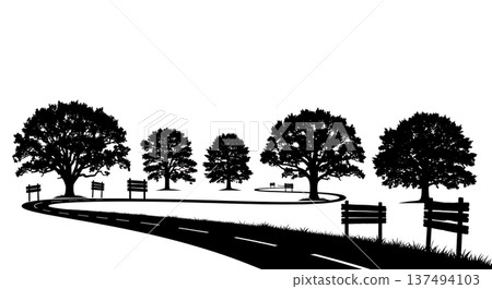 Black Solid Country Road Oak Silhouettes Set of Six Black Solid Country Road Oak Silhouettes Set of Six 137494103
