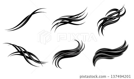 Black Solid Deep Sea Light Silhouettes Set of Six on White Background 137494201