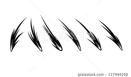 Black Solid Deep Space Comet Silhouettes Set of Six on White Background 137494208