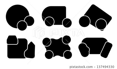 Black Solid Drum Rug Silhouettes Set of Six on White Background Black Solid Drum Rug Silhouettes Set of Six on White Background 137494330