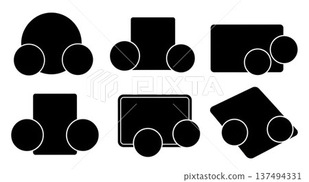 Black Solid Drum Rug Silhouettes Set of Six on White Background Black Solid Drum Rug Silhouettes Set of Six on White Background 137494331