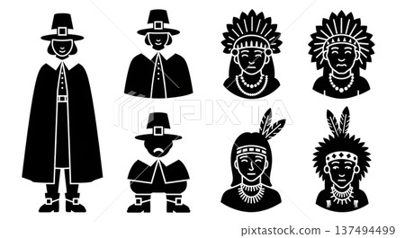 Black Solid Historical Feathered Necklace Set of Six on White Background Black Solid Historical Feathered Necklace Set of Six on White Background 137494499